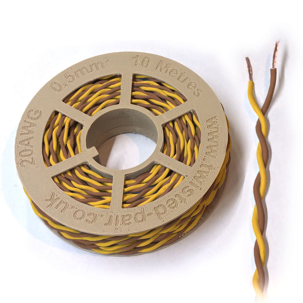 Yellow & Brown Twisted Wire Cable - 20 AWG / 0.5mm²