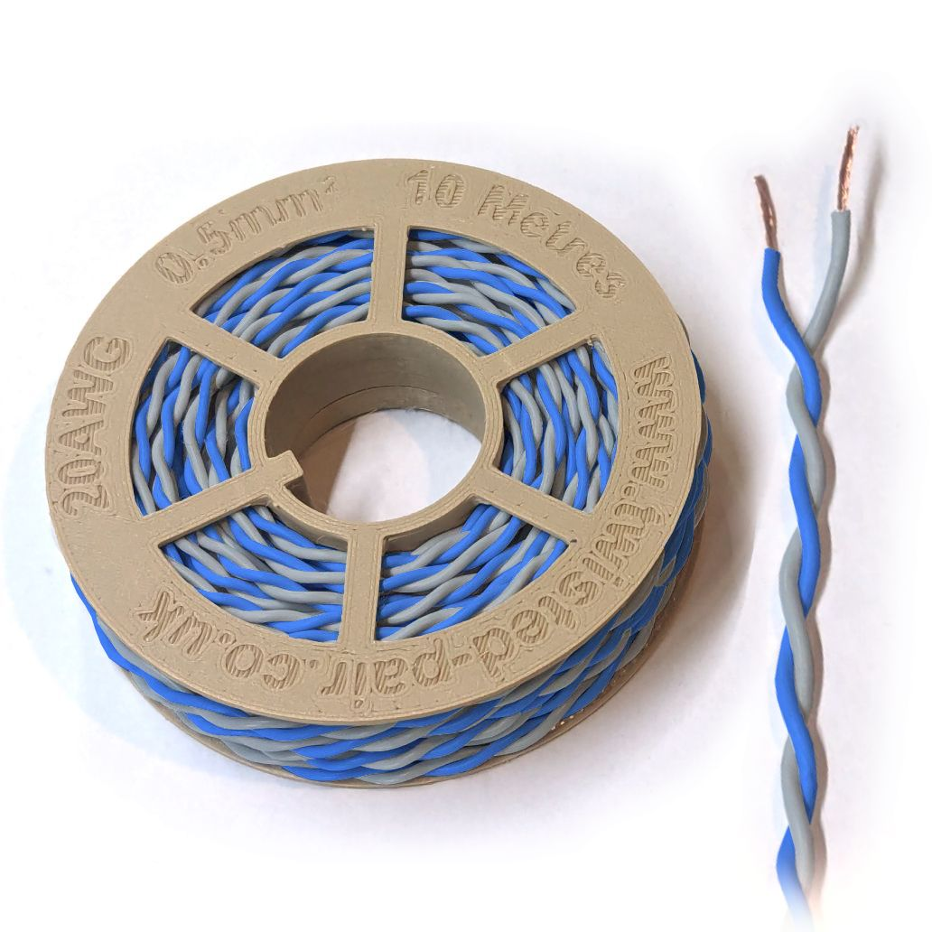Blue & Grey Twisted Wire Cable - 20 AWG / 0.5mm²