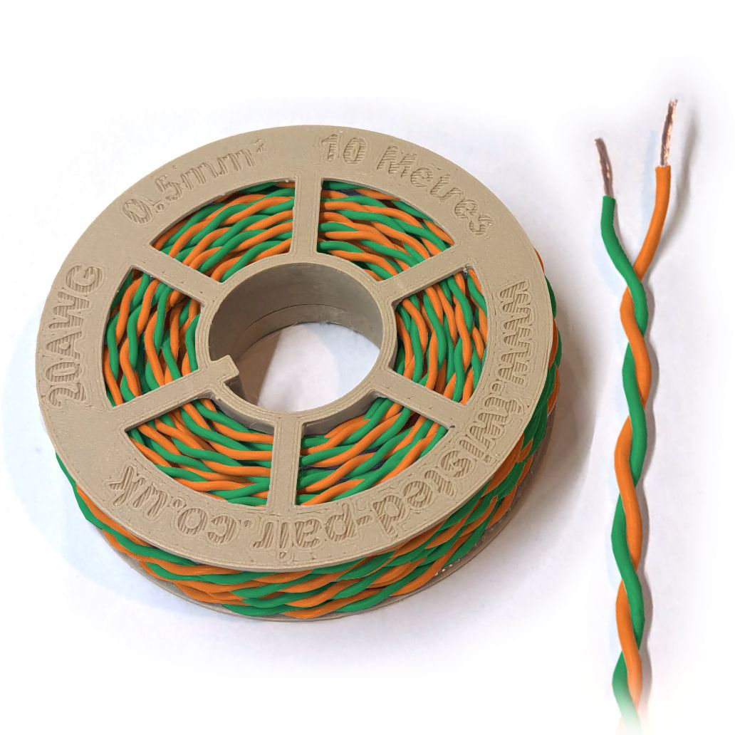 Green & Orange Twisted Wire Cable - 20 AWG / 0.5mm²