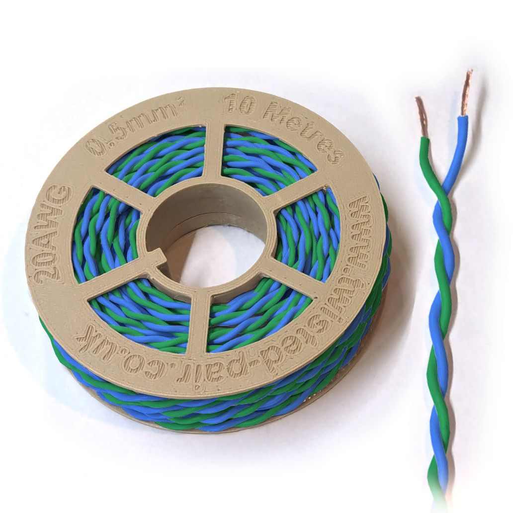 Green & Blue Twisted Wire Cable - 20 AWG / 0.5mm²