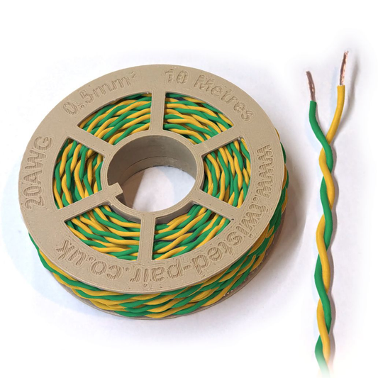 Green & Yellow Twisted Wire Cable - 20 AWG / 0.5mm²
