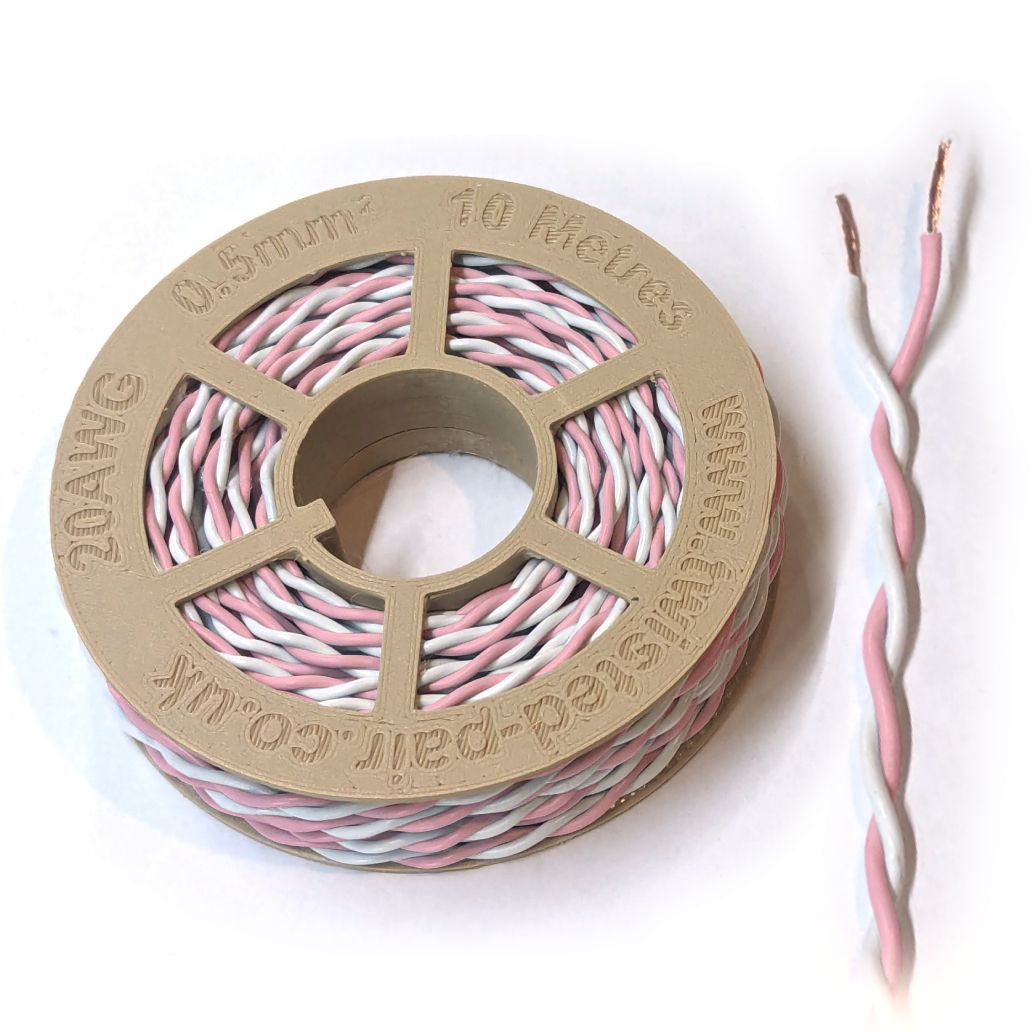 White & Pink Twisted Wire Cable - 20 AWG / 0.5mm²