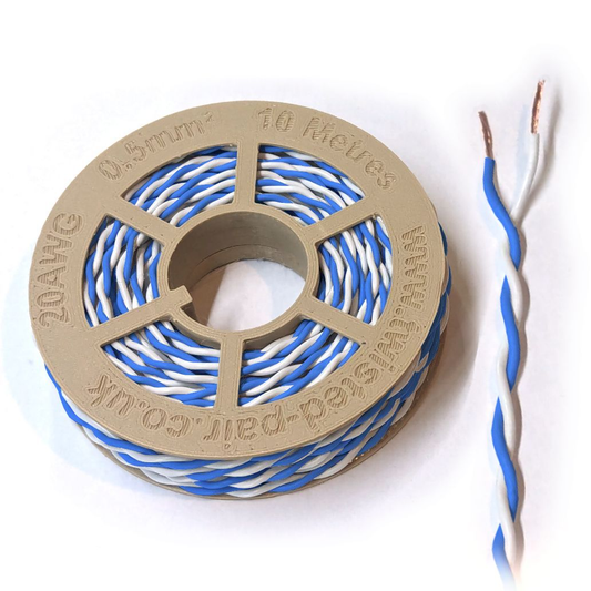 Blue & White Twisted Wire Cable - 20 AWG / 0.5mm²