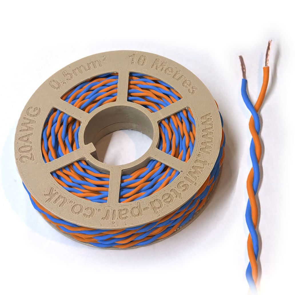 Blue & Orange Twisted Wire Cable - 20 AWG / 0.5mm²