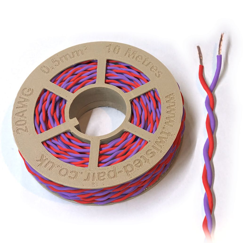 Red & Purple Twisted Wire Cable - 20 AWG / 0.5mm²