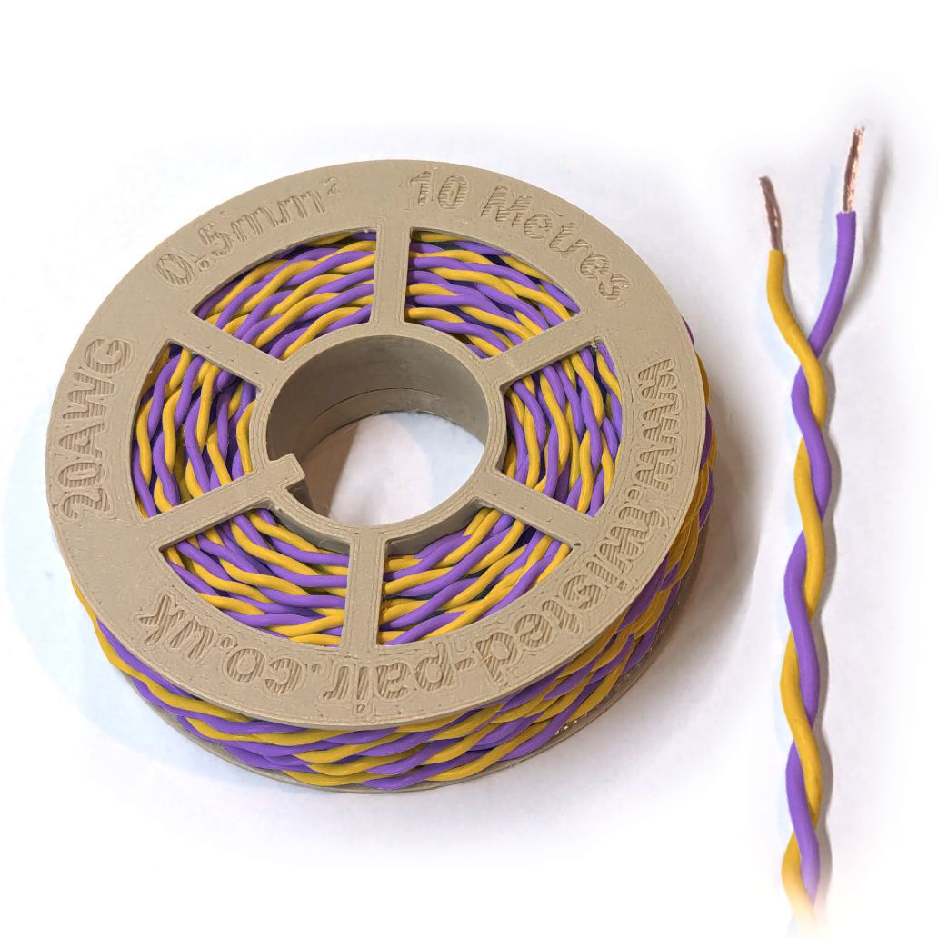Yellow & Purple Twisted Wire Cable - 20 AWG / 0.5mm²
