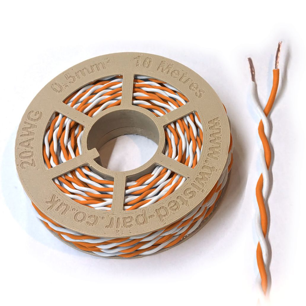 White & Orange Twisted Wire Cable - 20 AWG / 0.5mm²