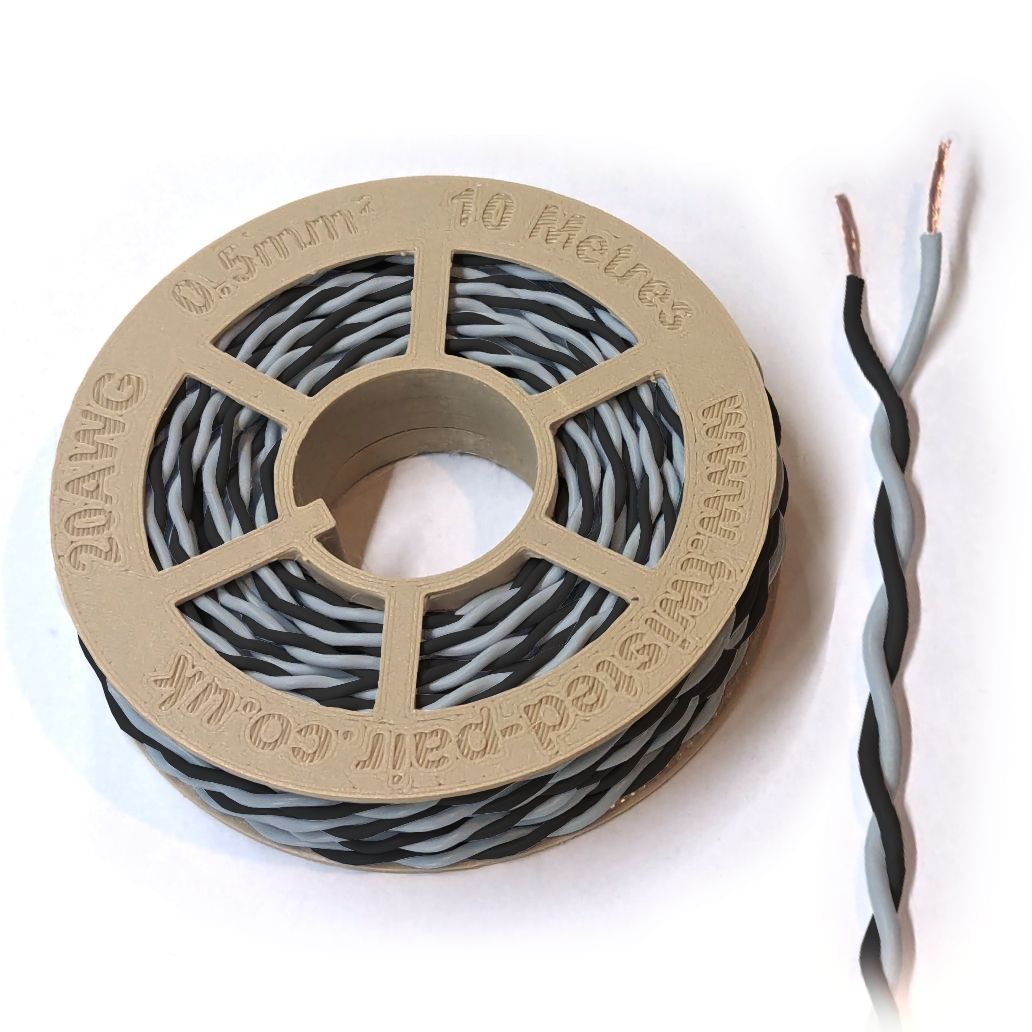 Black & Grey Twisted Wire Cable - 20 AWG / 0.5mm²