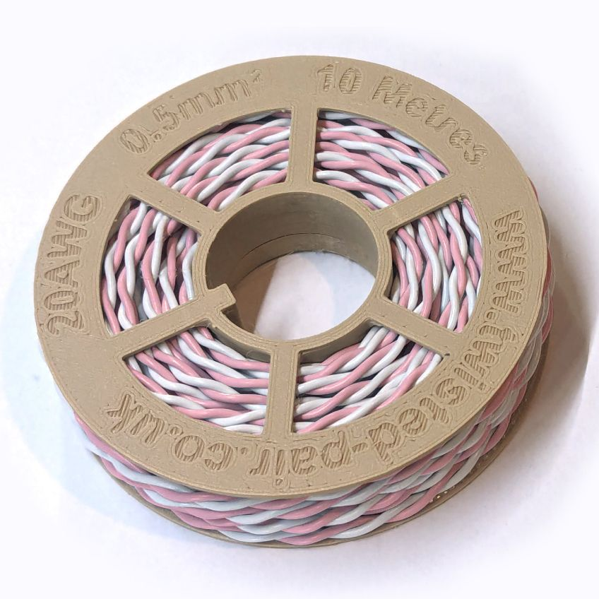 White & Pink Twisted Wire Cable - 20 AWG / 0.5mm²