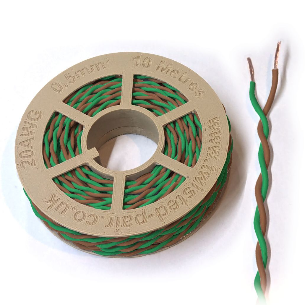 Green & Brown Twisted Wire Cable - 20 AWG / 0.5mm²