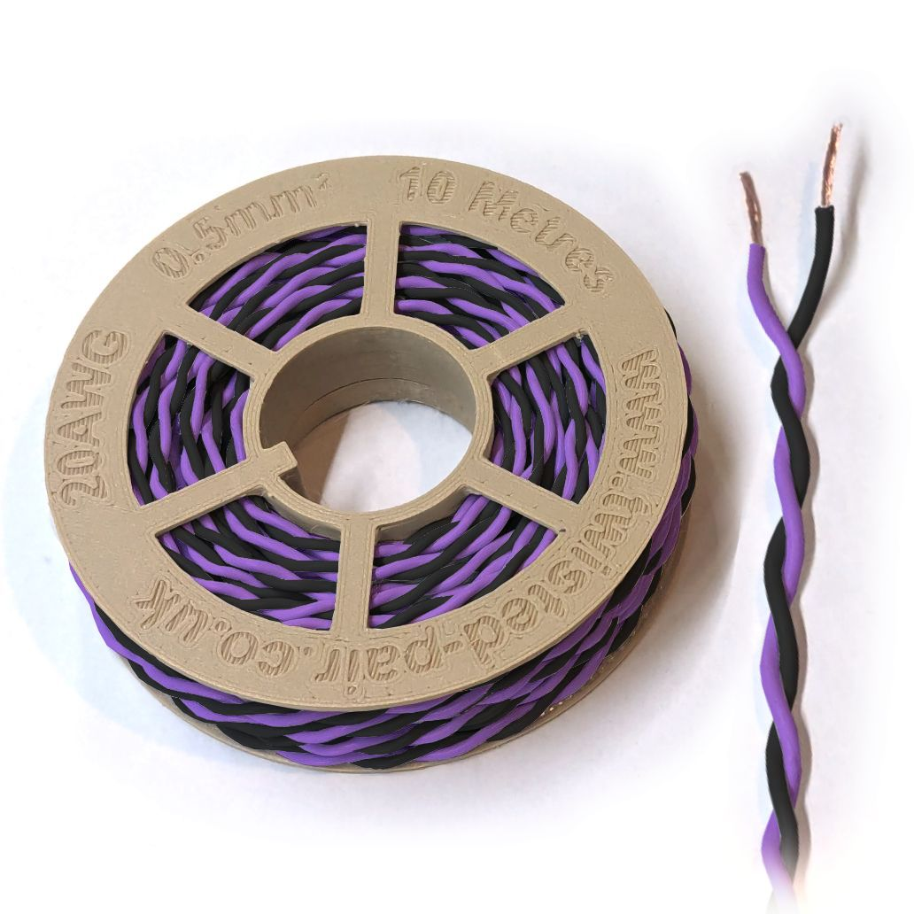 Purple & Black Twisted Wire Cable - 20 AWG / 0.5mm²