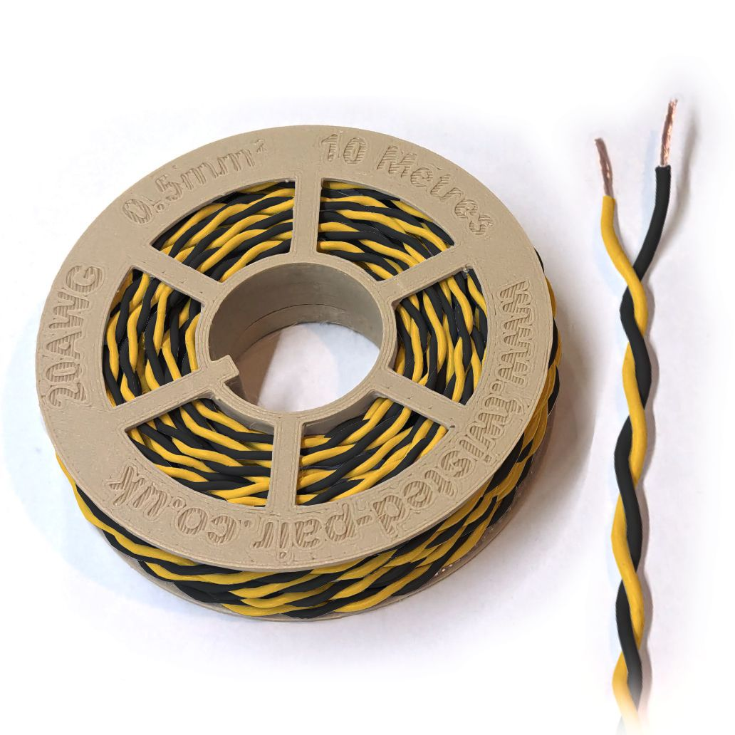 Yellow & Black Twisted Wire Cable - 20 AWG / 0.5mm²