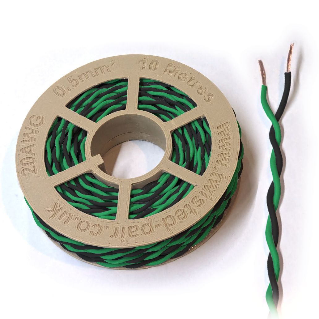 Green & Black Twisted Wire Cable - 20 AWG / 0.5mm²