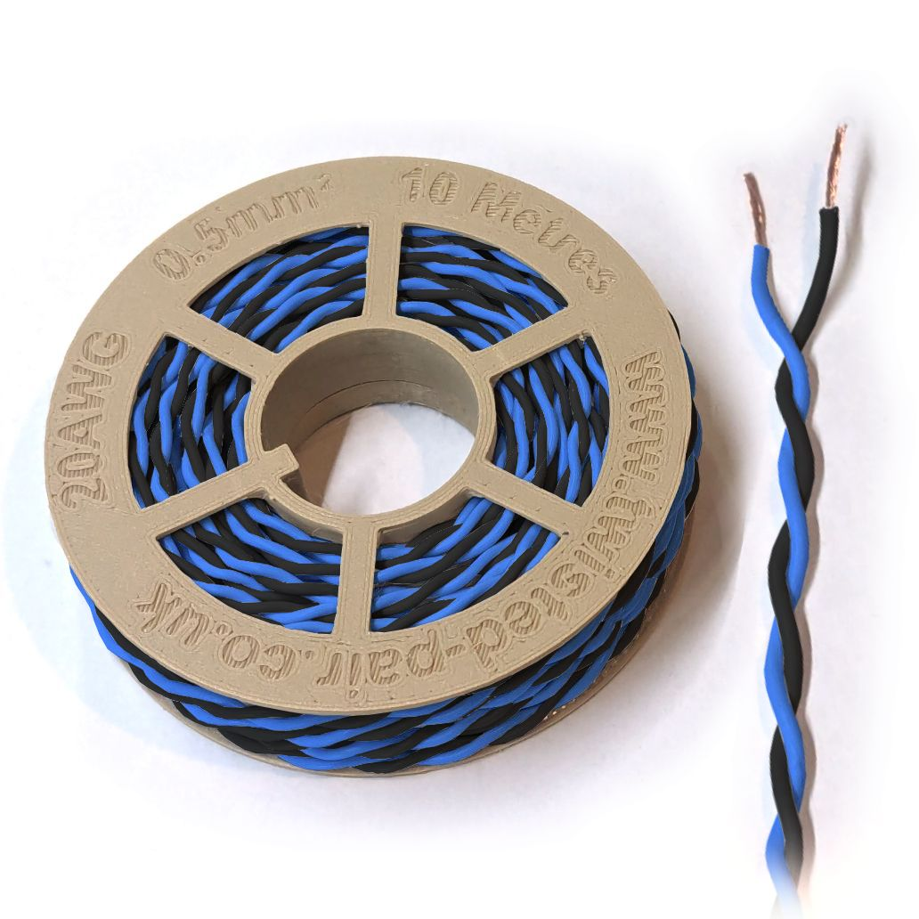 Blue & Black Twisted Wire Cable - 20 AWG / 0.5mm²