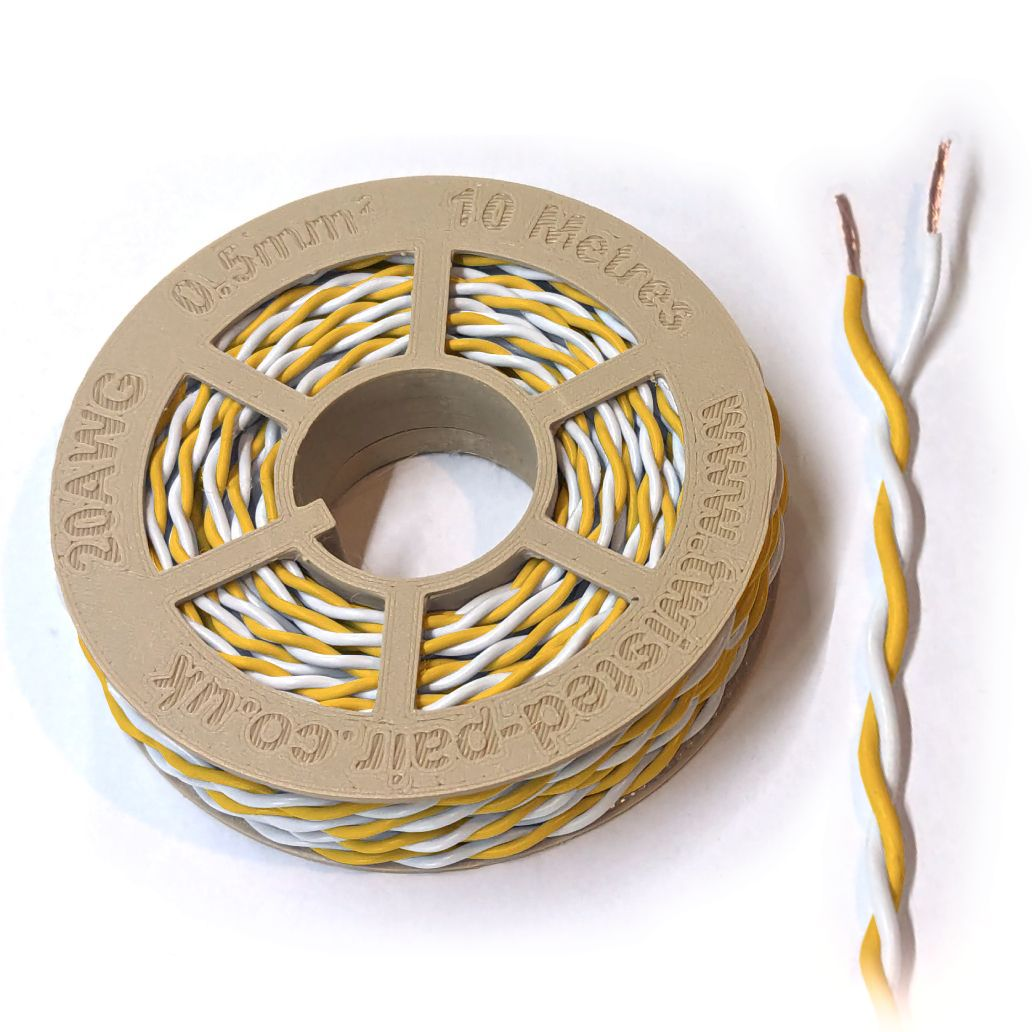 Yellow & White Twisted Wire Cable - 20 AWG / 0.5mm²