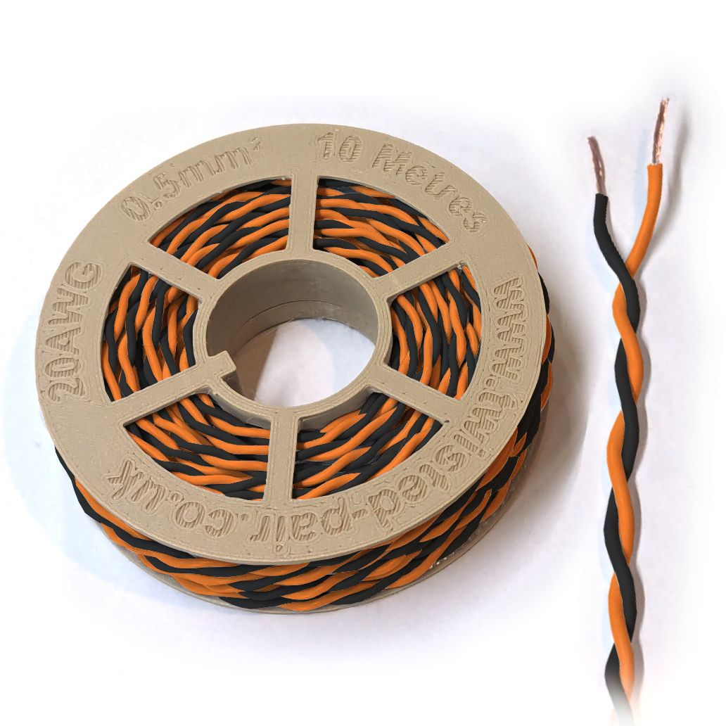 Black & Orange Twisted Wire Cable - 20 AWG / 0.5mm²