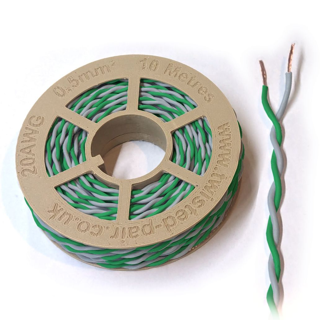 Green & Grey Twisted Wire Cable - 20 AWG / 0.5mm²
