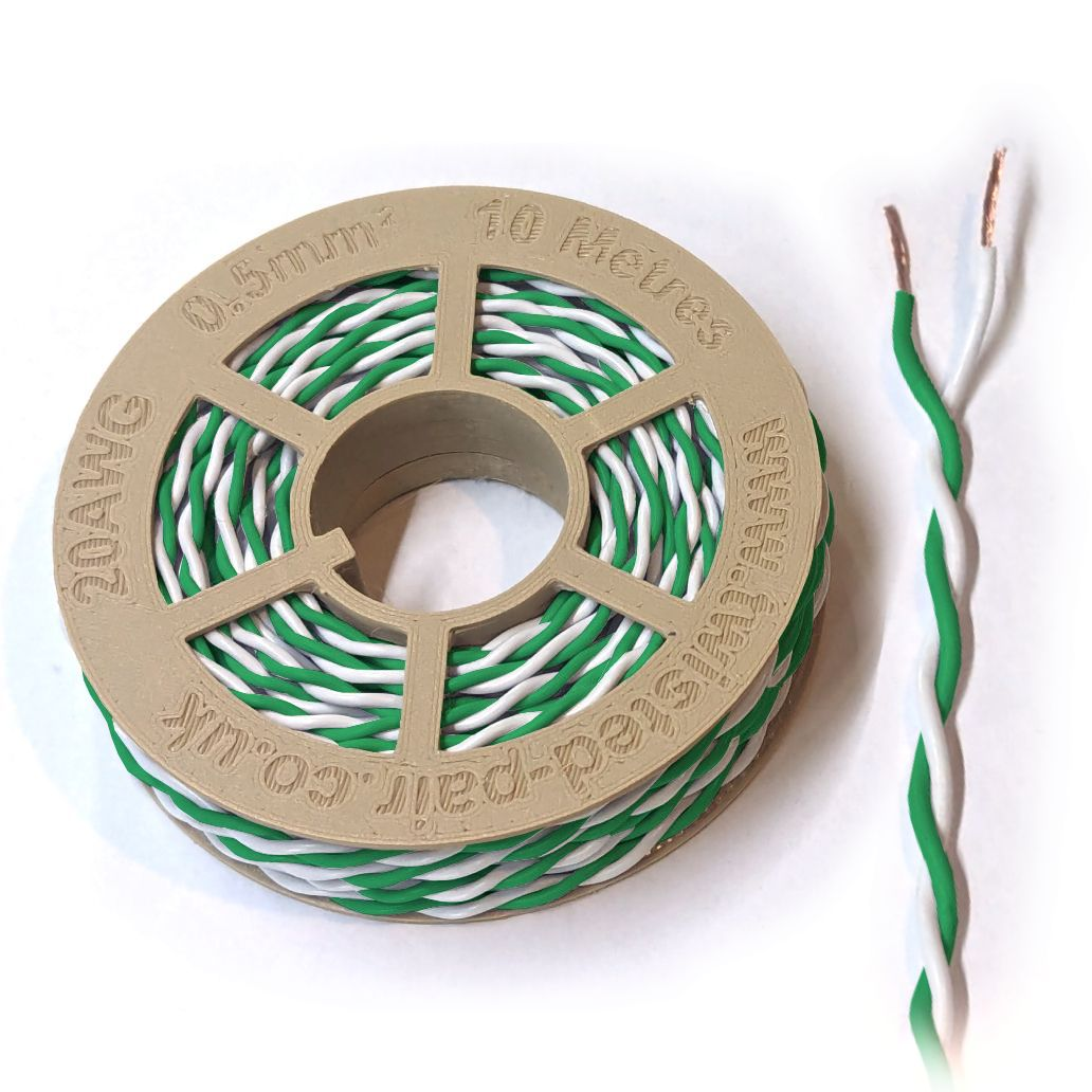 Green & White Twisted Wire Cable - 20 AWG / 0.5mm²