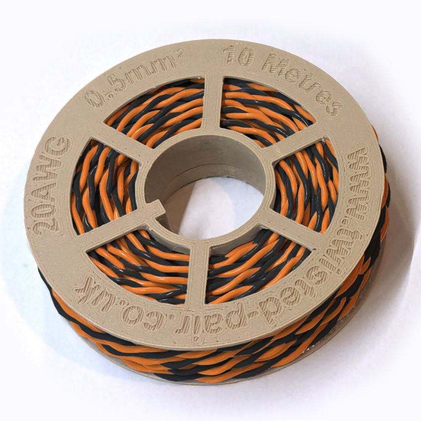 Black & Orange Twisted Wire Cable - 20 AWG / 0.5mm²